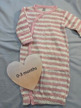 Touched by Nature - Pink and White Organic Cotton Striped Sleep Gown Pajamas